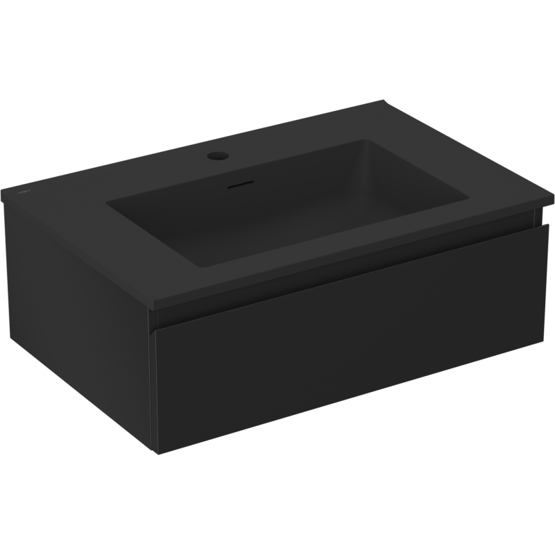 Mexen Orio bathroom cabinet 70 cm with Otis washbasin, 1 drawer, black matte - 91A10-07023-1-BF71-W18M71