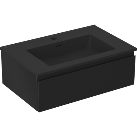 Mexen Orio bathroom cabinet 70 cm with Otis washbasin, 1 drawer, black matte - 91A10-07023-1-BF71-W18M71