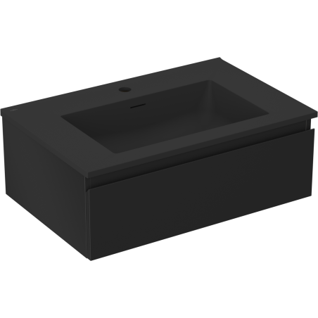 Mexen Orio bathroom cabinet 70 cm with Otis washbasin, 1 drawer, matte black - 91A10-07023-1-BF71-W18M71