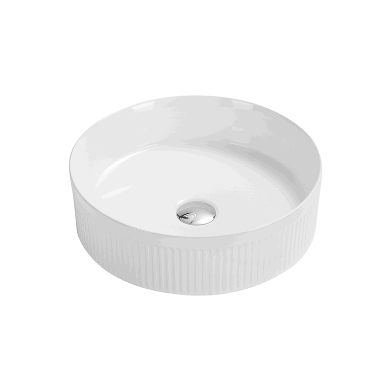 Mexen Grovo countertop ribbed sink 35 x 35 cm, white - 22303500
