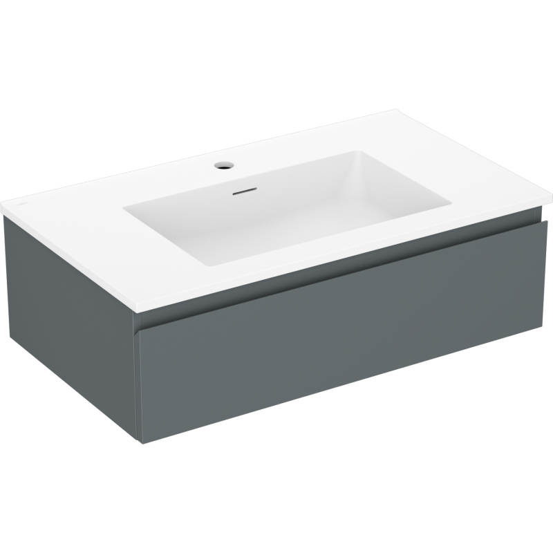 Mexen Orio bathroom cabinet 80 cm with Otis sink, 1 drawer, matte graphite/white matte - 91A10-08023-1-BF66-W18M01