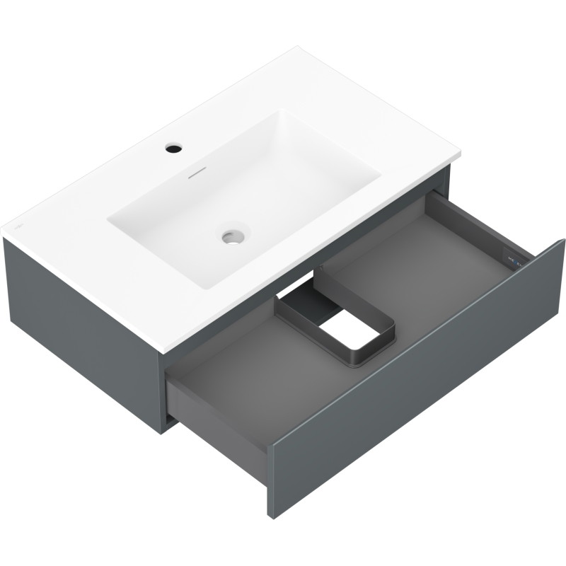 Mexen Orio bathroom cabinet 80 cm with sink Otis, 1 drawer, graphite matte/white matte - 91A10-08023-1-BF66-W18M01