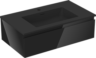 Mexen Orio Bathroom cabinet 80 cm with sink Otis, 1 drawer, black gloss/black matte - 91A10-08023-1-BF70-W18M71