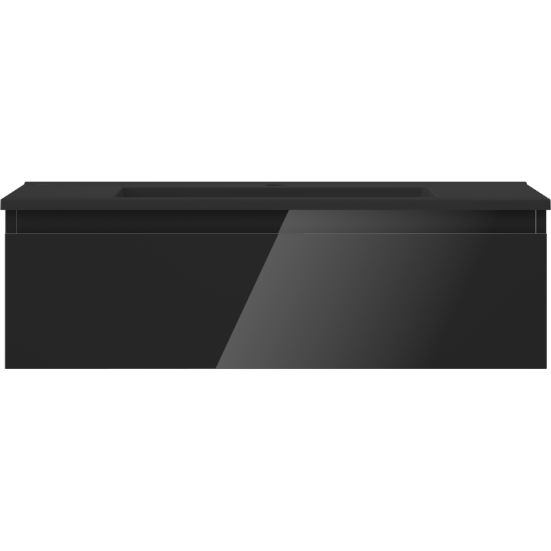 Mexen Orio 80 cm bathroom cabinet with Otis sink, 1 drawer, black gloss/black matte - 91A10-08023-1-BF70-W18M71