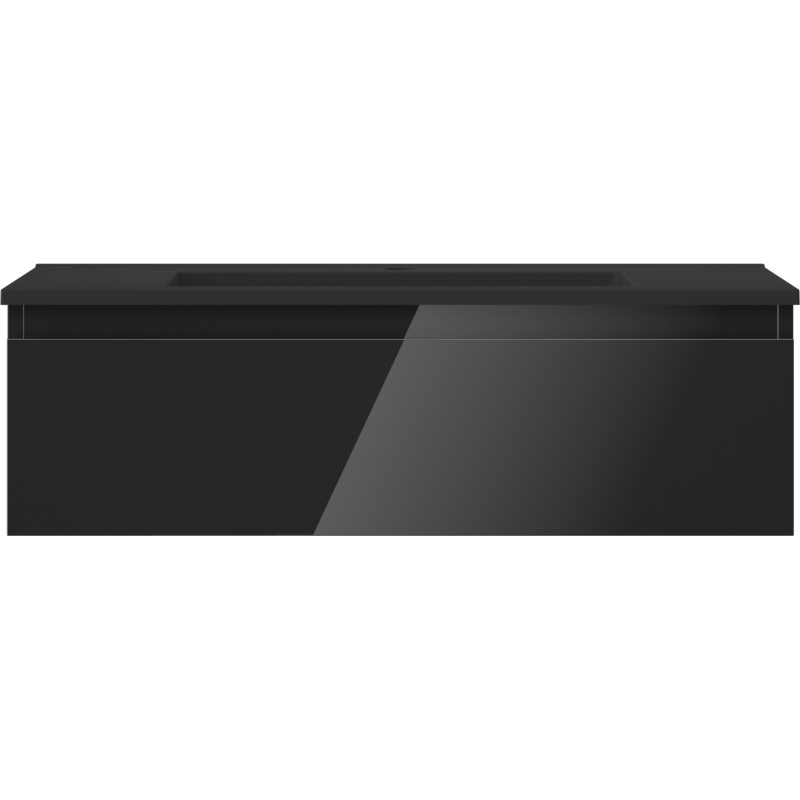Mexen Orio Bathroom cabinet 80 cm with sink Otis, 1 drawer, black gloss/black matte - 91A10-08023-1-BF70-W18M71