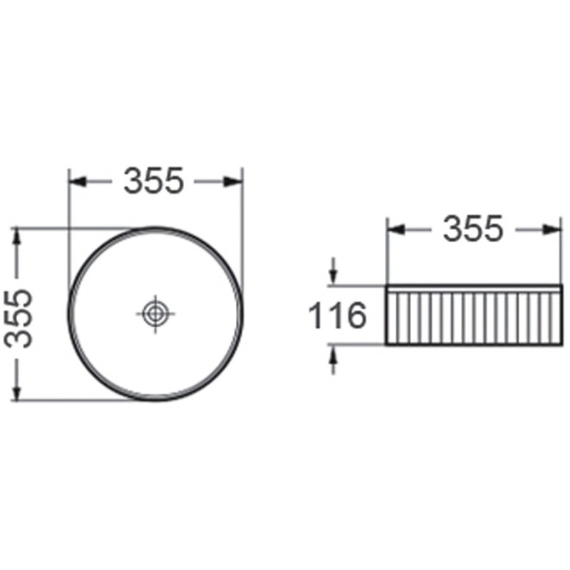 Mexen Grovo Countertop Washbasin Fluted 35 x 35 cm, Black Matte - 22303585