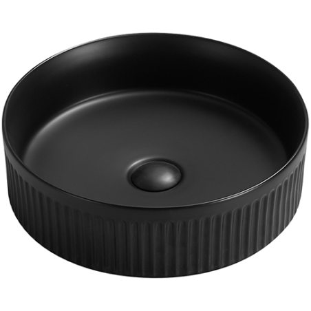 Mexen Grovo countertop washbasin fluted 35 x 35 cm, black matte - 22303585