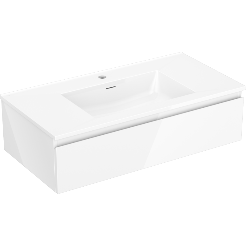Mexen Orio bathroom cabinet 90 cm with Otis sink, 1 drawer, white gloss - 91A10-09023-1-BF00-W18M00