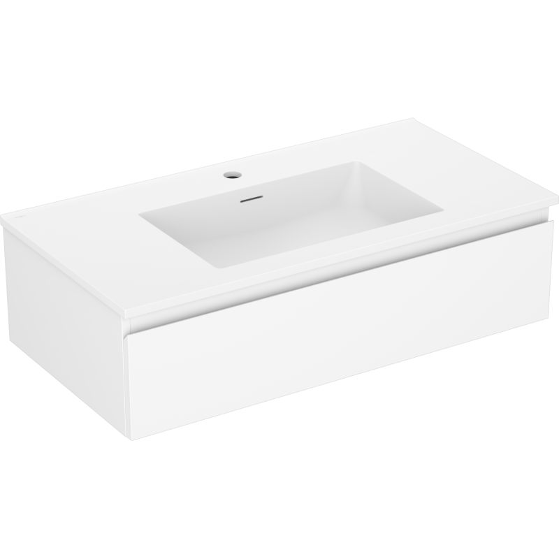 Mexen Orio bathroom cabinet 90 cm with Otis sink, 1 drawer, white matte - 91A10-09023-1-BF01-W18M01