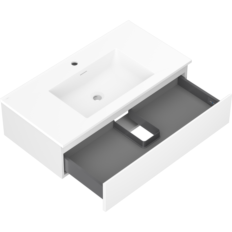 Mexen Orio bathroom cabinet 90 cm with Otis washbasin, 1 drawer, white matte - 91A10-09023-1-BF01-W18M01
