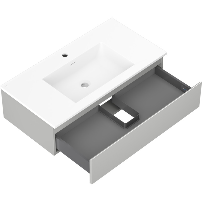 Mexen Orio bathroom cabinet 90 cm with sink Otis, 1 drawer, gray matte/white matte - 91A10-09023-1-BF62-W18M01