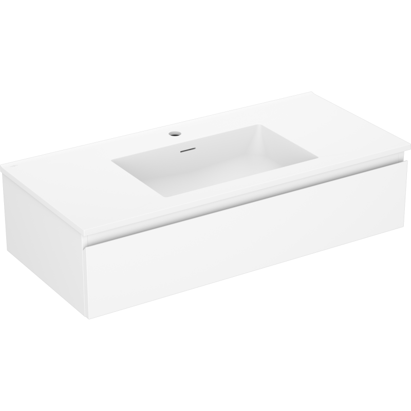 Mexen Orio 100 cm bathroom cabinet with Otis basin, 1 drawer, white matte - 91A10-10023-1-BF01-W18M01