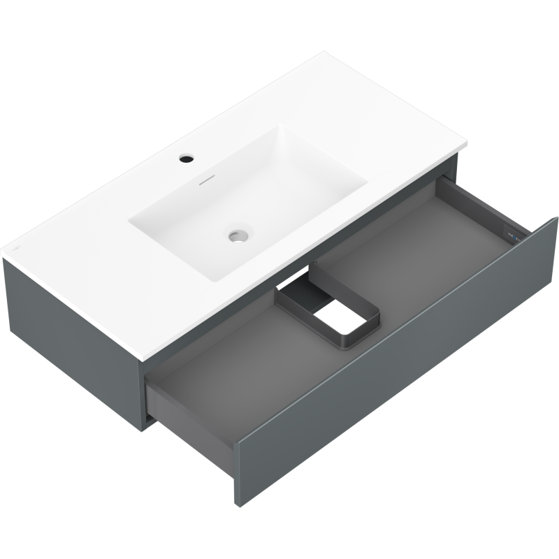 Mexen Orio bathroom cabinet 100 cm with Otis sink, 1 drawer, matte graphite/white matte - 91A10-10023-1-BF66-W18M01