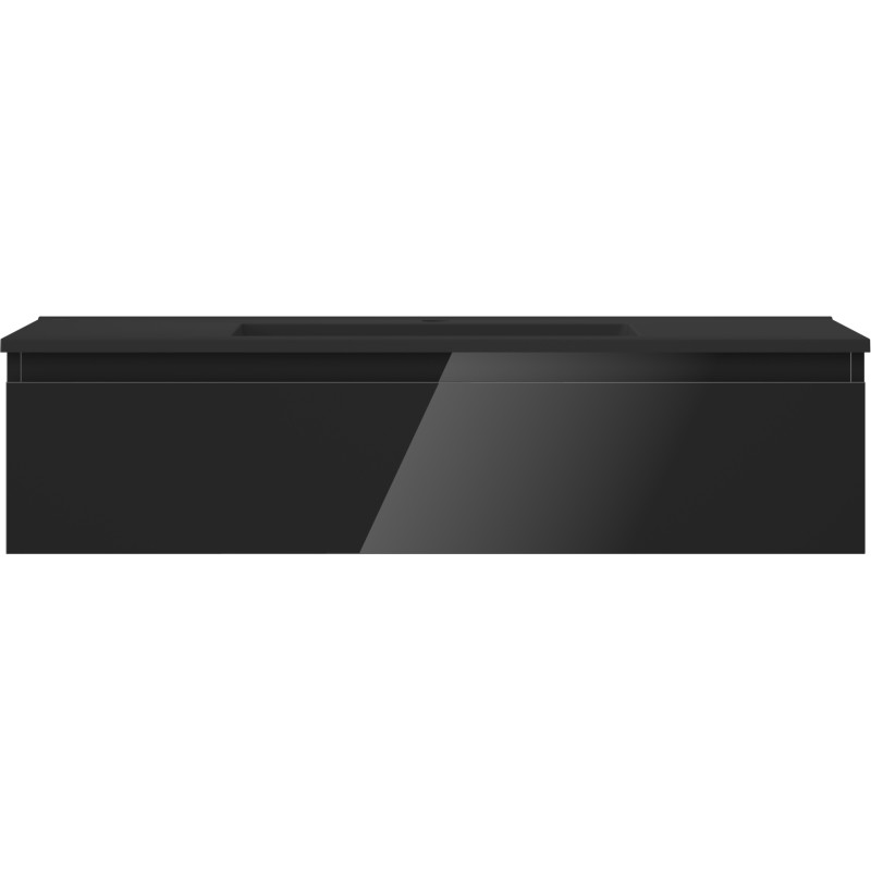 Mexen Orio 100 cm bathroom cabinet with Otis sink, 1 drawer, black gloss/black matte - 91A10-10023-1-BF70-W18M71