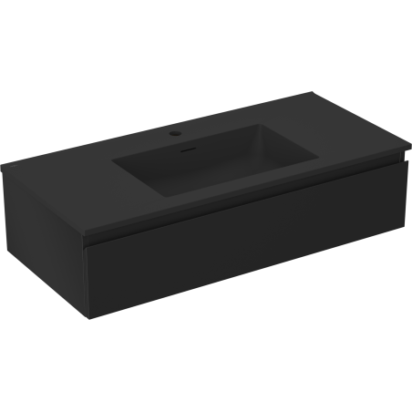 Mexen Orio bathroom cabinet 100 cm with Otis washbasin, 1 drawer, black matte - 91A10-10023-1-BF71-W18M71