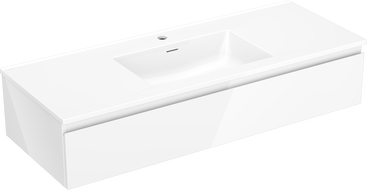 Mexen Orio 120 cm bathroom cabinet with Otis sink, 1 drawer, white gloss - 91A10-12023-1-BF00-W18M00