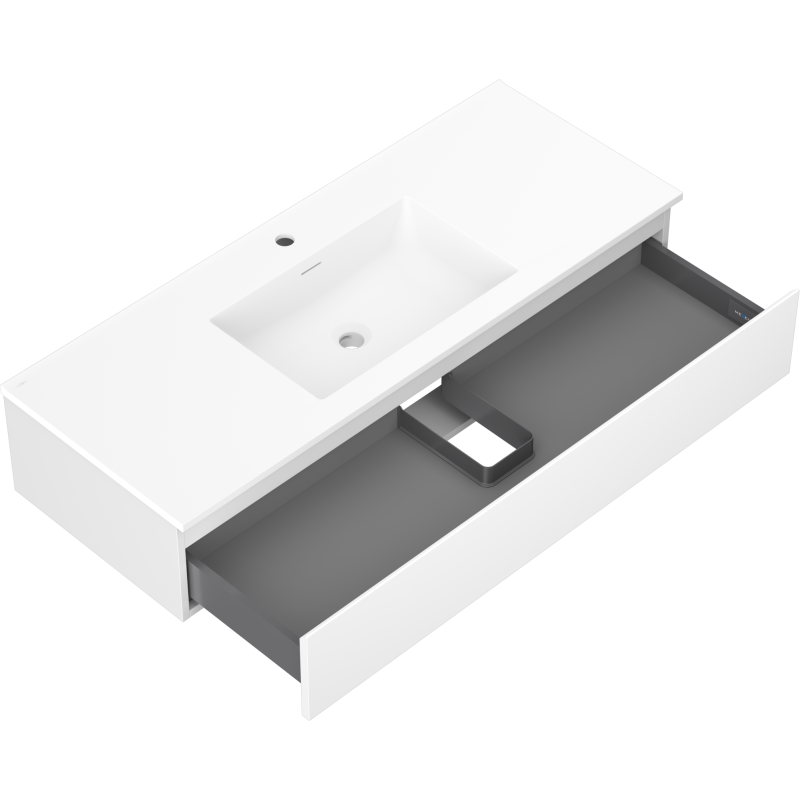 Mexen Orio 120 cm bathroom cabinet with Otis sink, 1 drawer, white matte - 91A10-12023-1-BF01-W18M01