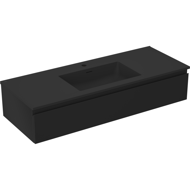 Mexen Orio bathroom cabinet 120 cm with Otis sink, 1 drawer, black matte - 91A10-12023-1-BF71-W18M71
