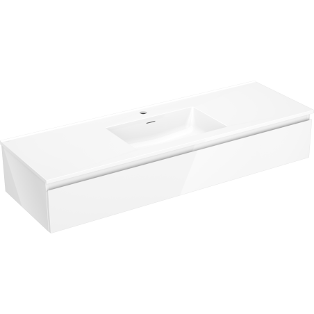 Mexen Orio 140 cm Bathroom Cabinet with Otis Sink, 1 Drawer, White Gloss - 91A10-14023-1-BF00-W18M00