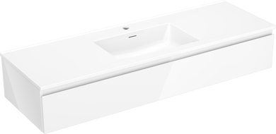Mexen Orio bathroom cabinet 140 cm with Otis sink, 1 drawer, white gloss - 91A10-14023-1-BF00-W18M00