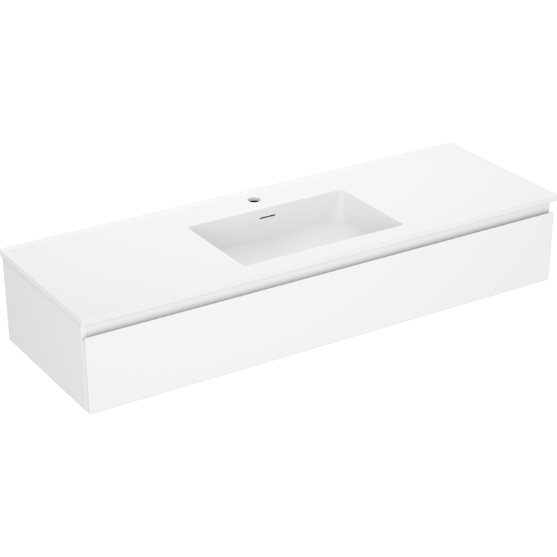 Mexen Orio bathroom cabinet 140 cm with Otis washbasin, 1 drawer, white matte - 91A10-14023-1-BF01-W18M01