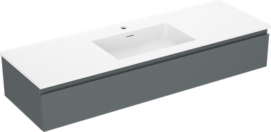 Mexen Orio bathroom cabinet 140 cm with Otis washbasin, 1 drawer, graphite matte/white matte - 91A10-14023-1-BF66-W18M01