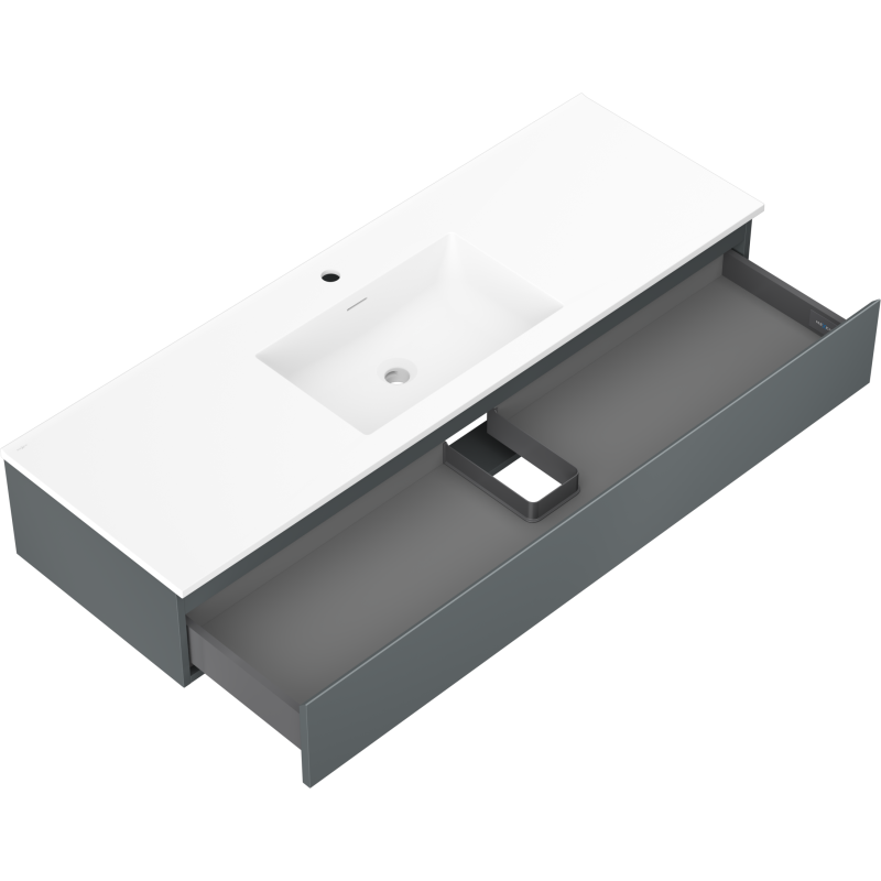 Mexen Orio bathroom cabinet 140 cm with Otis washbasin, 1 drawer, graphite matte/white matte - 91A10-14023-1-BF66-W18M01