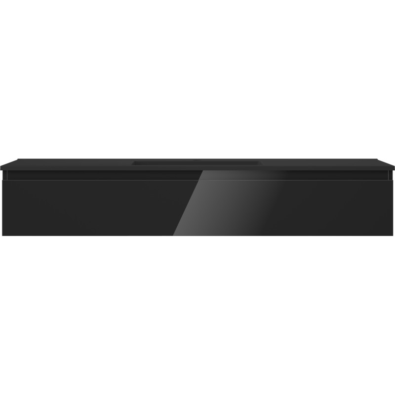 Mexen Orio bathroom cabinet 140 cm with sink Otis, 1 drawer, black gloss/black matte - 91A10-14023-1-BF70-W18M71