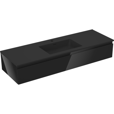Mexen Orio bathroom cabinet 140 cm with Otis sink, 1 drawer, black gloss/black matte - 91A10-14023-1-BF70-W18M71