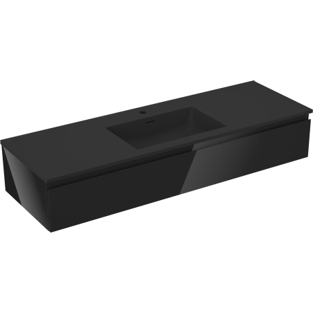 Mexen Orio bathroom cabinet 140 cm with sink Otis, 1 drawer, black gloss/black matte - 91A10-14023-1-BF70-W18M71