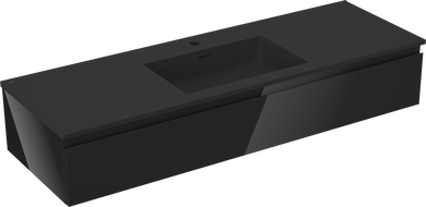 Mexen Orio bathroom cabinet 140 cm with sink Otis, 1 drawer, black gloss/black matte - 91A10-14023-1-BF70-W18M71