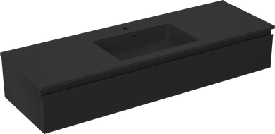 Mexen Orio bathroom cabinet 140 cm with Otis washbasin, 1 drawer, black matte - 91A10-14023-1-BF71-W18M71