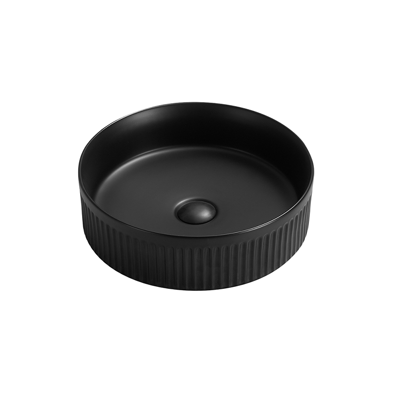 Mexen Grovo countertop ribbed washbasin 39 x 39 cm, black matte - 22303985
