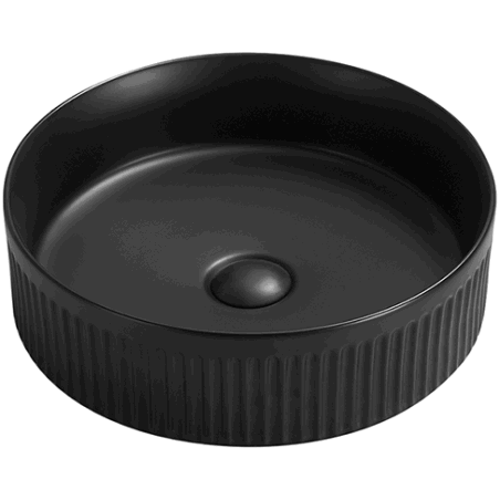 Mexen Grovo countertop ribbed washbasin 39 x 39 cm, black matte - 22303985