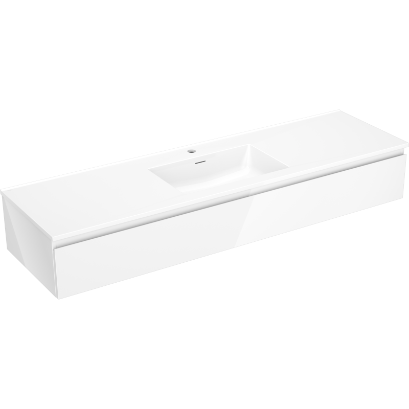 Mexen Orio bathroom cabinet 160 cm with Otis sink, 1 drawer, white gloss - 91A10-16023-1-BF00-W18M00