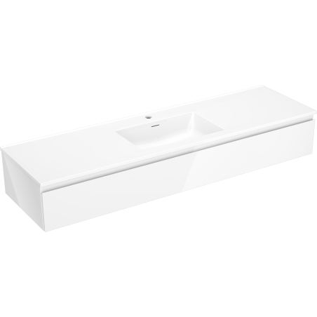 Mexen Orio bathroom cabinet 160 cm with Otis washbasin, 1 drawer, white gloss - 91A10-16023-1-BF00-W18M00
