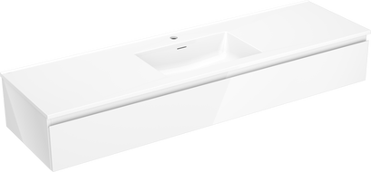 Mexen Orio bathroom cabinet 160 cm with Otis sink, 1 drawer, white gloss - 91A10-16023-1-BF00-W18M00
