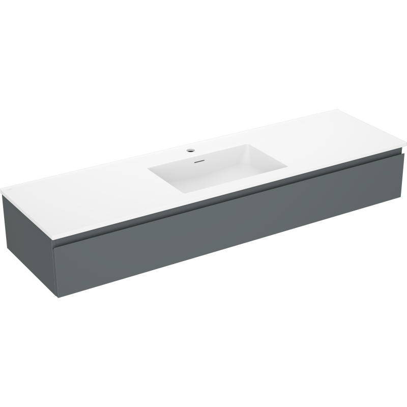 Mexen Orio bathroom cabinet 160 cm with Otis washbasin, 1 drawer, matt graphite/matt white - 91A10-16023-1-BF66-W18M01