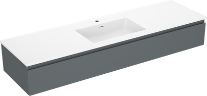 Mexen Orio bathroom cabinet 160 cm with Otis washbasin, 1 drawer, matt graphite/matt white - 91A10-16023-1-BF66-W18M01