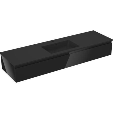 Mexen Orio 160 cm Bathroom Cabinet with Sink Otis, 1 Drawer, Black Gloss/Black Matte - 91A10-16023-1-BF70-W18M71