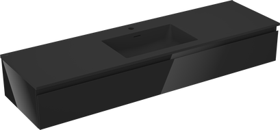 Mexen Orio 160 cm Bathroom Cabinet with Sink Otis, 1 Drawer, Black Gloss/Black Matte - 91A10-16023-1-BF70-W18M71