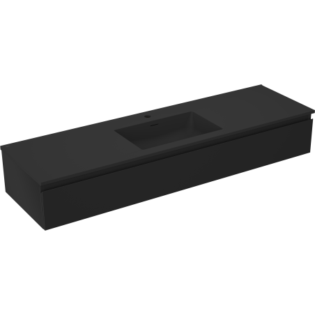 Mexen Orio bathroom cabinet 160 cm with Otis washbasin, 1 drawer, black matte - 91A10-16023-1-BF71-W18M71