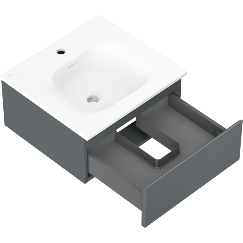 Mexen Orio bathroom cabinet 50 cm with Vela sink, 1 drawer, graphite matt/white matt - 91A10-05023-1-BF66-W23M01