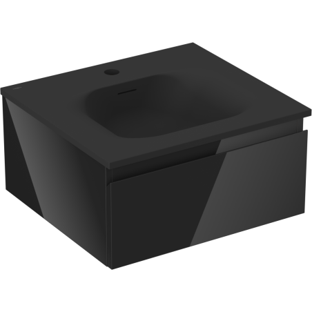 Mexen Orio Bathroom Cabinet 50 cm with Vela Sink, 1 Drawer, Black Gloss/Black Matte - 91A10-05023-1-BF70-W23M71