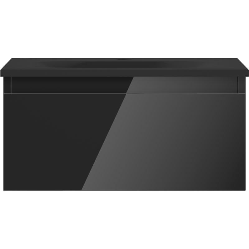 Mexen Orio 50 cm Bathroom Cabinet with Vela Sink, 1 Drawer, Black Gloss/Black Matte - 91A10-05023-1-BF70-W23M71