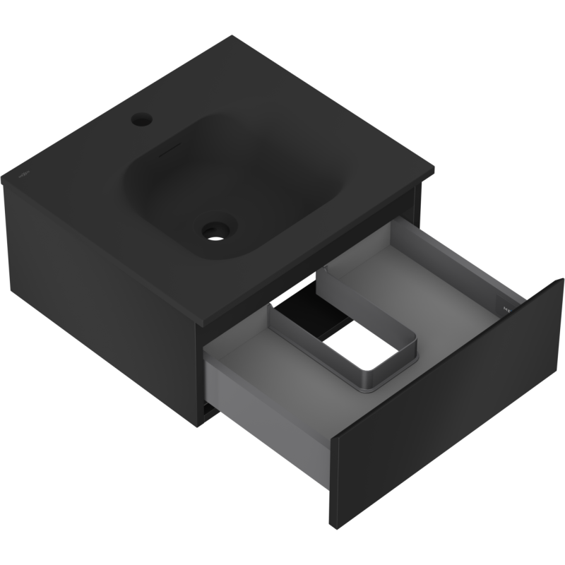 Mexen Orio bathroom cabinet 50 cm with Vela sink, 1 drawer, black matte - 91A10-05023-1-BF71-W23M71