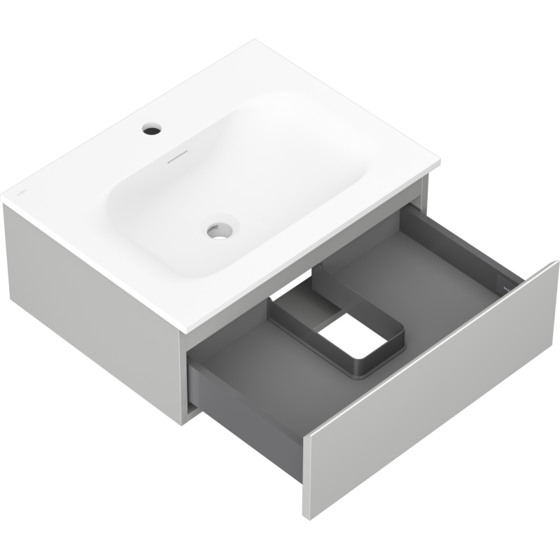 Mexen Orio 60 cm bathroom cabinet with Vela washbasin, 1 drawer, grey matte/white matte - 91A10-06023-1-BF62-W23M01