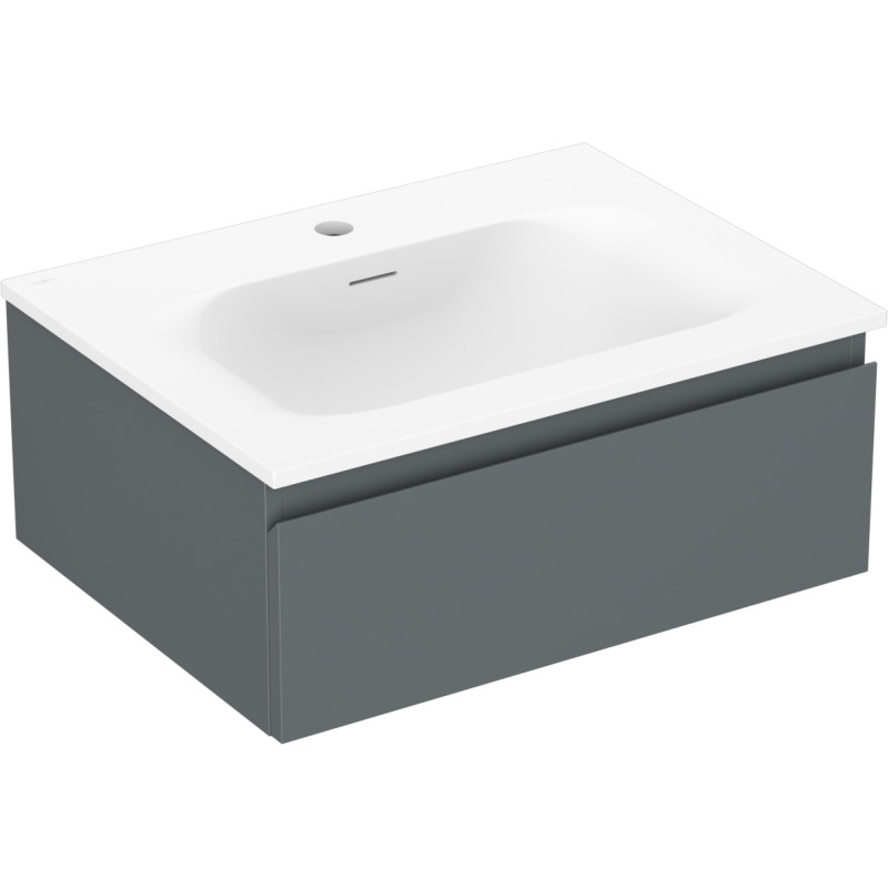 Mexen Orio bathroom cabinet 60 cm with Vela washbasin, 1 drawer, matte graphite/white matte - 91A10-06023-1-BF66-W23M01