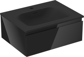 Mexen Orio 60 cm Bathroom Cabinet with Vela Basin, 1 Drawer, Black Gloss/Black Matte - 91A10-06023-1-BF70-W23M71
