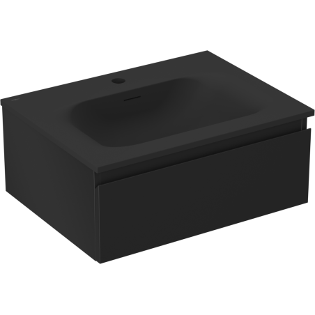 Mexen Orio 60 cm Bathroom Cabinet with Vela Sink, 1 Drawer, Black Matte - 91A10-06023-1-BF71-W23M71